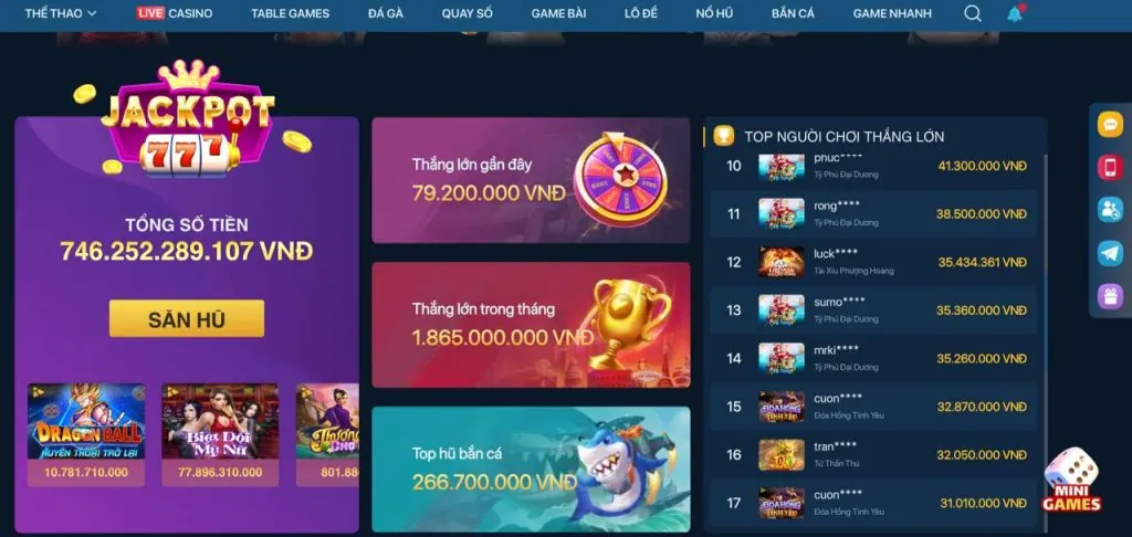 Sảnh casino trực tuyến 789live